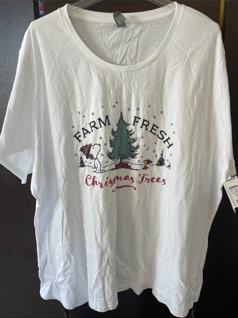 Women’s Snoopy Peanuts White 'Farm Fresh Christmas Trees' Graphic Tee
